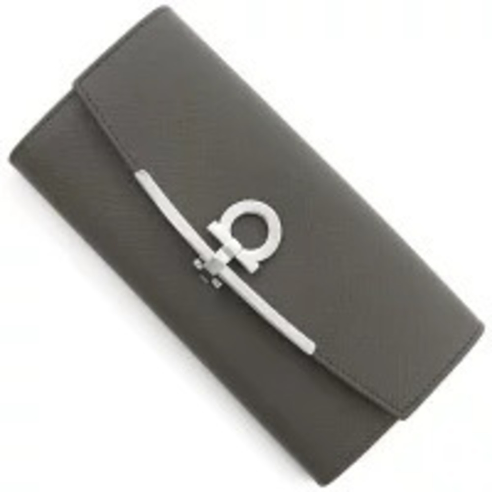Salvatore Ferragamo Long Wallet Gancini Gray SALVATORE